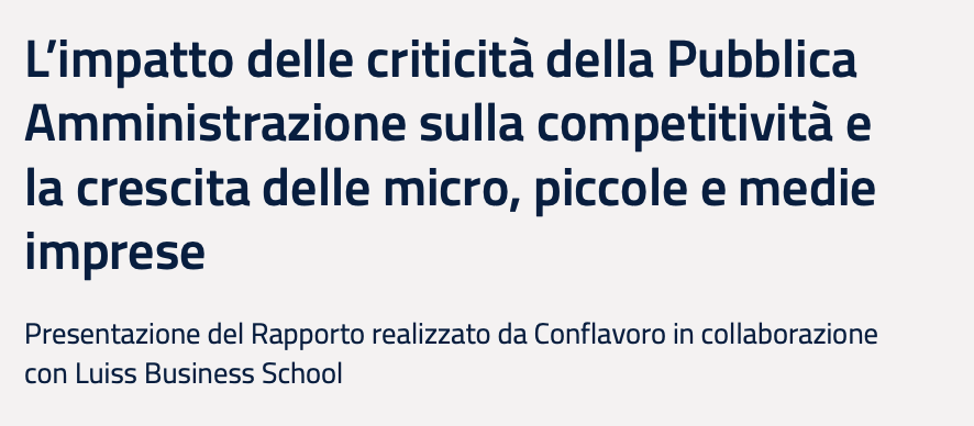 L’impatto delle criticità della Pubblica Amministrazione sulla competitività e la crescita delle micro, piccole e medie imprese